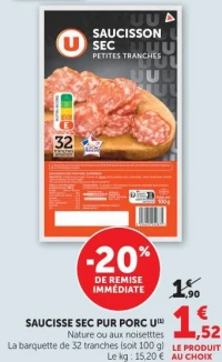 Saucisse sec pur porc U