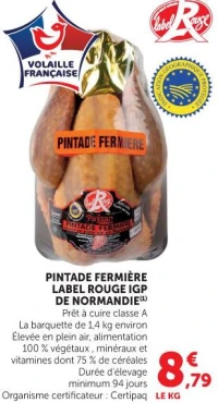 PINTADE FERMIÈRE LABEL ROUGE IGP DE NORMANDIE