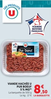 VIANDE HACHÉE U PUR BOEUF 5% MG