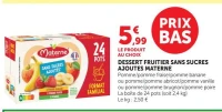 Dessert fruitier sans sucres ajoutés Materne