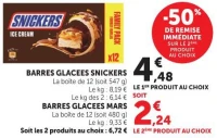 BARRES GLACEES SNICKERS OR MARS