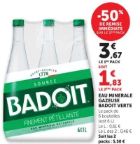 EAU MINERALE GAZEUSE BADOIT VERTE