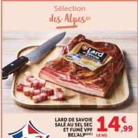 Lard de Savoie salé au sel sec et fumé VPF Bel'Alp