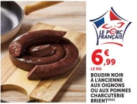 Boudin noir à l'ancienne aux oignons ou aux pommes charcuterie Brient