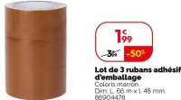 Lot de 3 rubans adhésif d'emballage