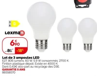 Lot de 3 ampoules LED Lexman