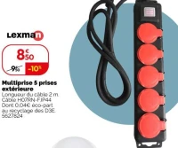 Multiprise 5 prises extérieure Lexman