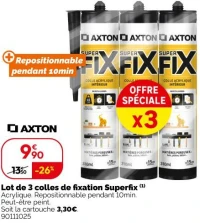 Lot de 3 colles de fixation Superfix Axton