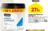 Peinture mur blanc mat classique LUXENS