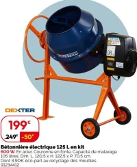 Bétonnière électrique 125 L en kit