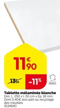 Tablette mélaminée blanche