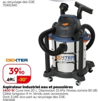 Aspirateur industriel eau et poussières DEXTER
