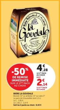 BIERE LA GOUDALE Blonde 7,2° ou ambrée 7,2° ou rubis 5°