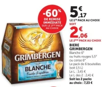 BIERE GRIMBERGEN Blanche 6° ou fruits rouges 5,5° ou cerise 6°