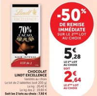 Chocolat Lindt Excellence Noir Intense