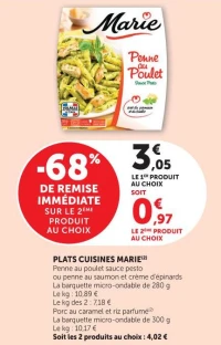 Plats Cuisines Marie Penne au poulet sauce pesto