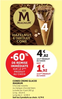 Cones Crème Glacée Magnum Chocolat Noisette