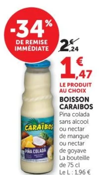 BOISSON CARAIBOS Pina colada sans alcool