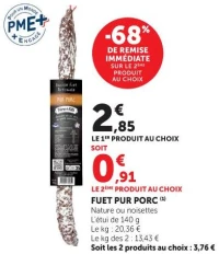 FUET PUR PORC Nature ou noisettes