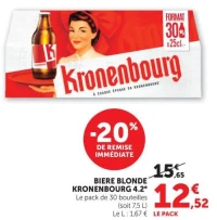 BIERE BLONDE KRONENBOURG 4.2°