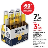 BIERE BLONDE CORONA EXTRA 4,5°
