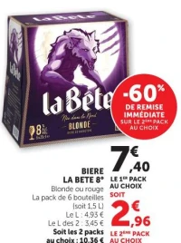 BIERE LA BETE 8° Blonde ou rouge