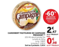 Camembert pasteurisé de campagne Président