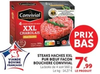 STEAKS HACHES XXL PUR BŒUF FACON BOUCHERE CONVIVIAL