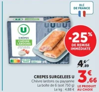 CREPES SURGELEES U Chèvre lardons ou paysanne
