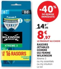 RASOIRS JETABLES HOMME OU FEMME WILKINSON Xtreme 3