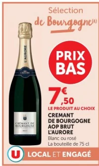 Crémant de Bourgogne AOP Brut L'Aurore Blanc ou rosé