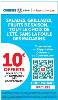 Courses U - 10€ offerts dès 80€ d'achats