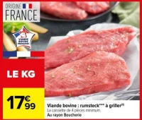 Viande bovine : rumsteck*** à griller
