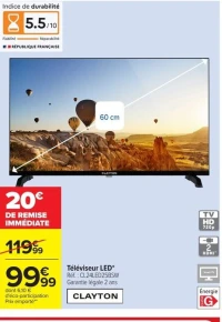CLAYTON Téléviseur LED* Réf : CL24LED25BSW