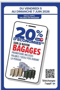 20% d'économies sur le rayon bagages