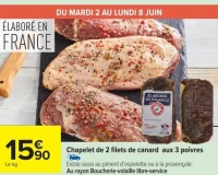 Chapelet de 2 filets de canard aux 3 poivres