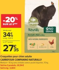 Croquettes pour chien adulte CARREFOUR COMPANINO NATURALLY