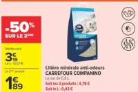 Litière minérale anti-odeurs CARREFOUR COMPANINO