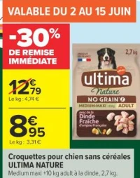Croquettes pour chien sans céréales ULTIMA NATURE