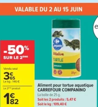 Aliment pour tortue aquatique CARREFOUR COMPANINO