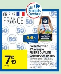 Poulet fermier d'Auvergne FILIÈRE QUALITÉ CARREFOUR EXTRA