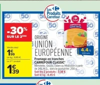 Fromage en tranches CARREFOUR CLASSIC