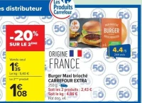 Burger Maxi brioché CARREFOUR EXTRA