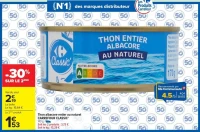 Thon albacore entier au naturel CARREFOUR CLASSIC'