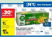 Maïs sans sucres ajoutés CARREFOUR CLASSIC'