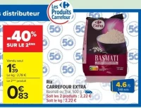 Riz CARREFOUR EXTRA Basmati ou Thaï