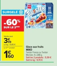 Glace aux fruits MIKO Twister Freeze ou Twister Monster