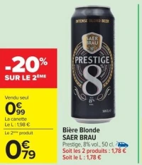 Bière Blonde SAER BRAU Prestige