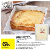 Lasagnes bolognaise CARREFOUR Le Marché