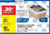 Bâtonnets de Surimi MSC CARREFOUR CLASSIC'